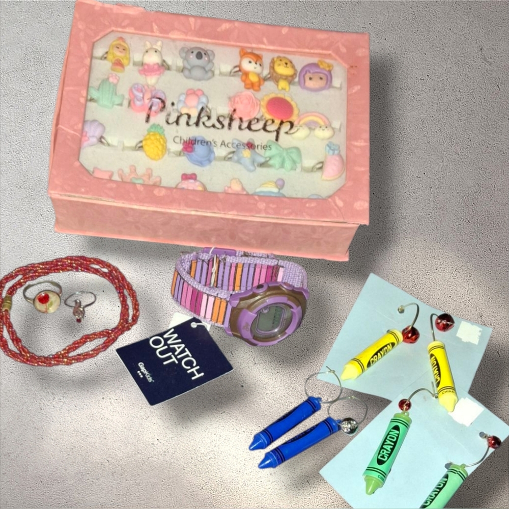 Kids Fun Jewelry. Gap Kids Watch, Adjustable Rings Earrings NEW, Etc - Picture 2 of 10